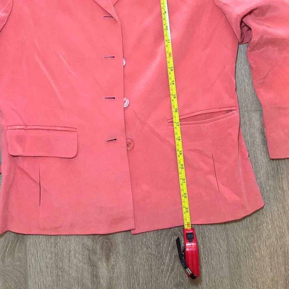 Vintage Style & Co 100% Silk Blazer Pink Coral‎ Coquette Cottagecore Petite 6
